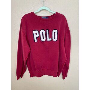 Vintage Polo Ralph Lauren Womens Red Crewneck Sweatshirt Cotton Blend XL